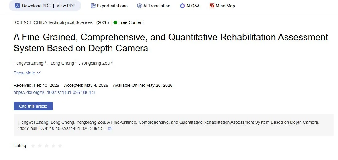 Rehabilitation assessment system article preview